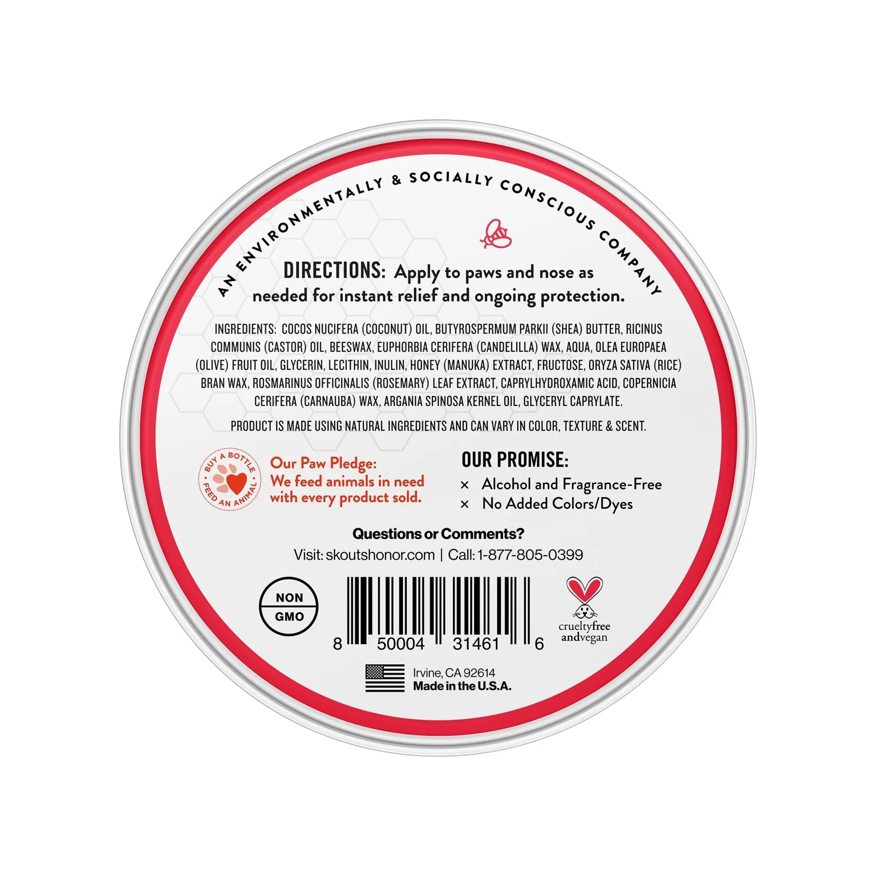 Skout's Honor Prebiotic Paw & Nose Balm 2 oz (59 ml)