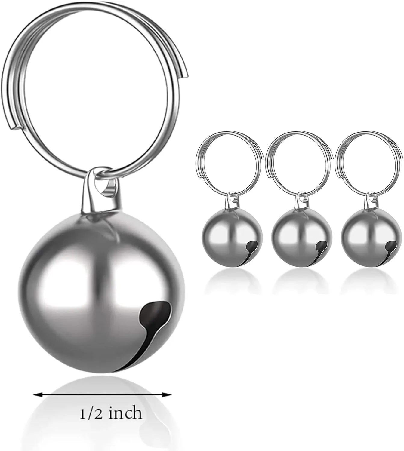 SKYPIA 3 Pack Pet Bells for Dog Cat Collar Charm Pet Pendant Accessories Stainless Steel Anti-Lost Training Bells for Collars Pet Pendant Accessories 1/2-Inch Silver