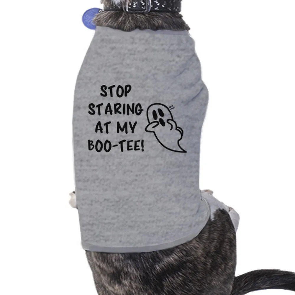 Stop Staring At My Boo-Tee Ghost Pets Grey Shirt