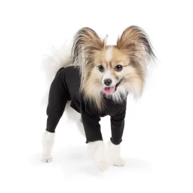 Stretch Fleece Onesie Dog Pajamas Black/Black