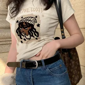 Summer American Retro Slimming Short Tight Spice Girl Women's T-shirt