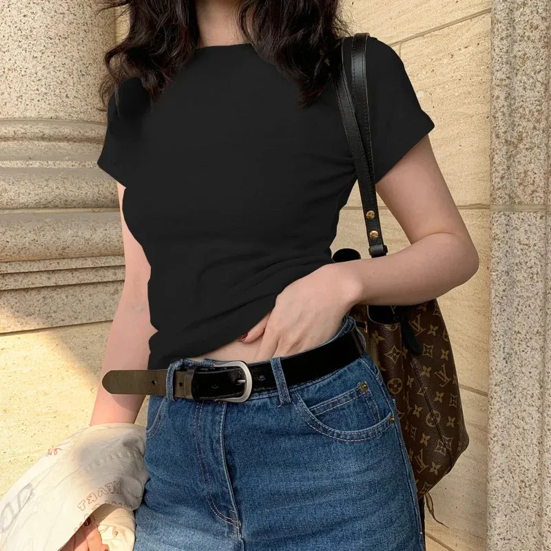 Summer American Retro Slimming Short Tight Spice Girl Women's T-shirt