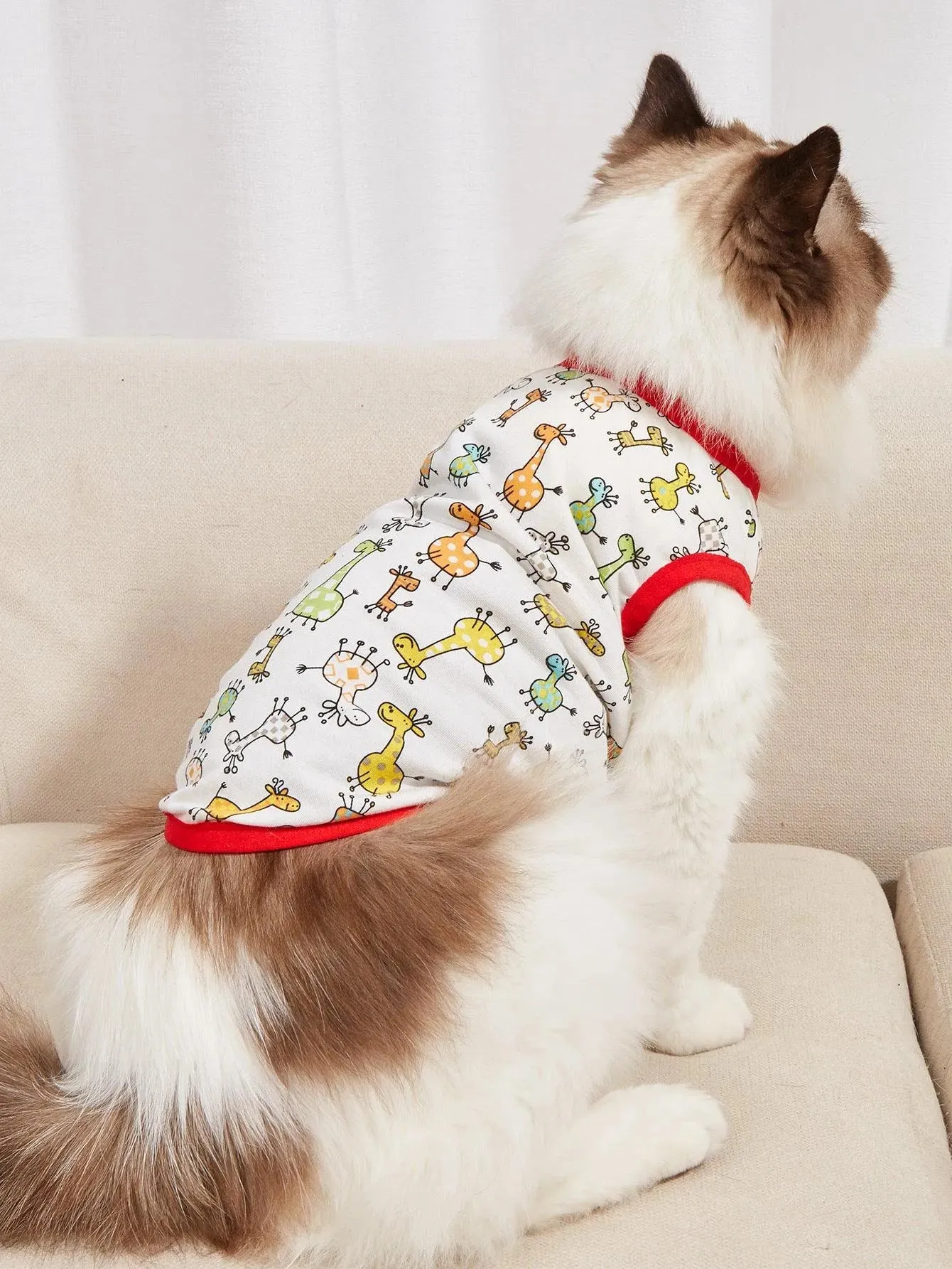 Summer Cartoon Print Dog Clothes, Cotton Pet Apparel