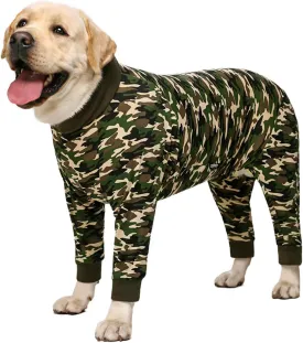Surgery Recovery Suit Onesies for Large Dogs Spayed Lightweight Camo Winter Coat Full Body Suit for Shedding Cute Bodysuit Surgery Shirt for Medium Large PJS(Camo)