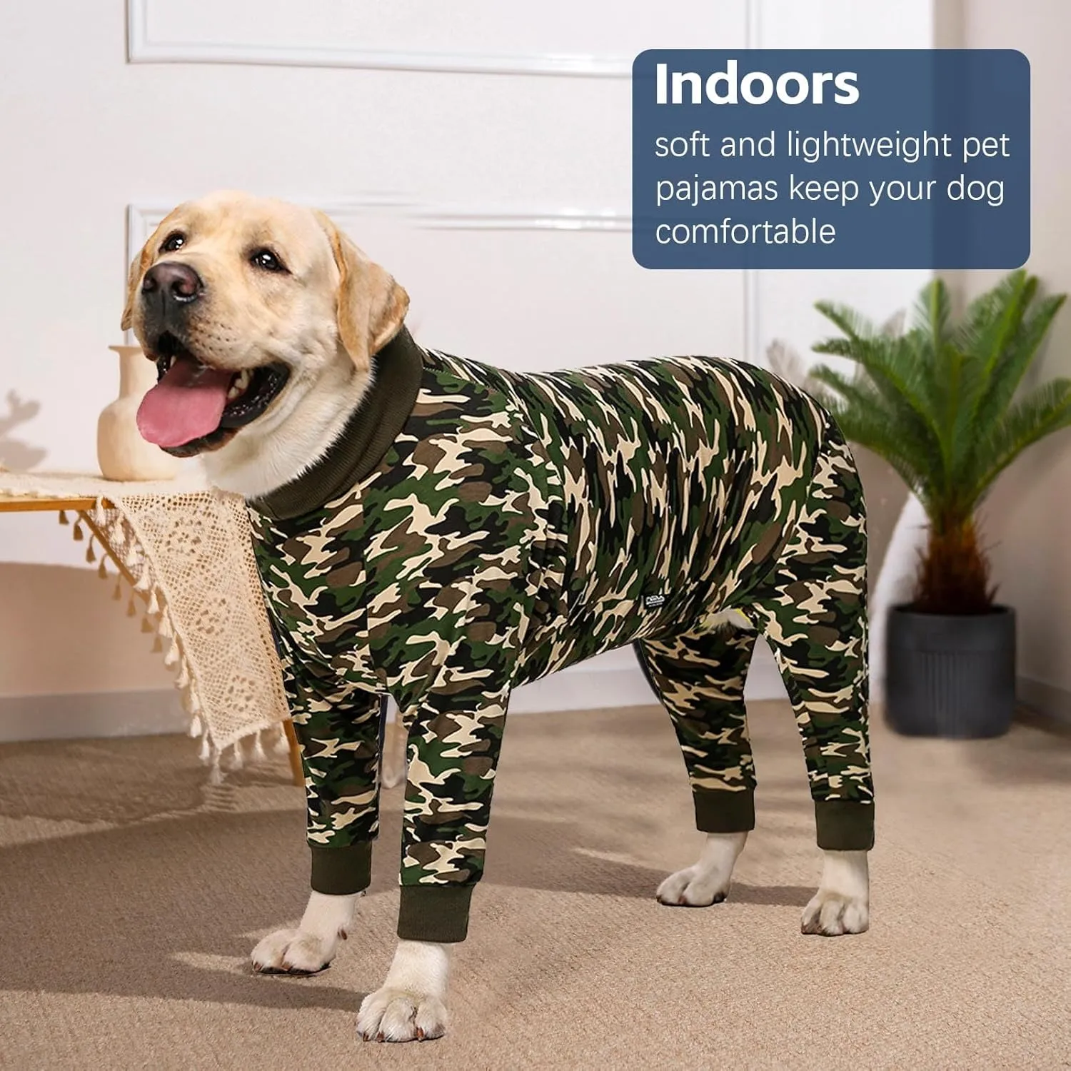 Surgery Recovery Suit Onesies for Large Dogs Spayed Lightweight Camo Winter Coat Full Body Suit for Shedding Cute Bodysuit Surgery Shirt for Medium Large PJS(Camo)