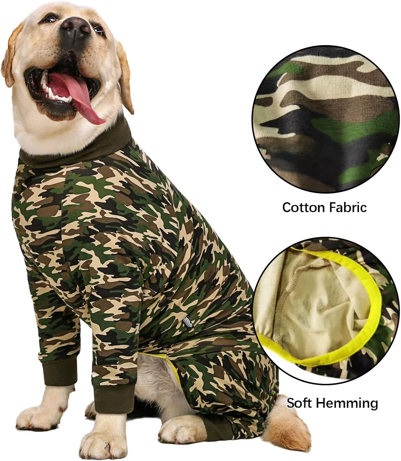 Surgery Recovery Suit Onesies for Large Dogs Spayed Lightweight Camo Winter Coat Full Body Suit for Shedding Cute Bodysuit Surgery Shirt for Medium Large PJS(Camo)