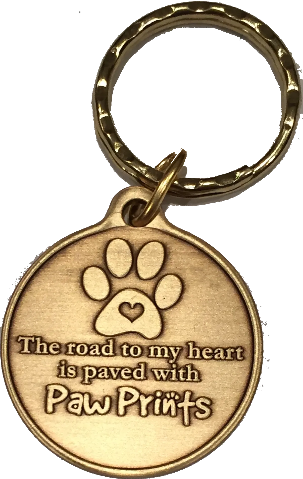 The Road To My Heart Is Paved With Paw Prints Heart Large Paw Print Keychain Dog Cat Gift