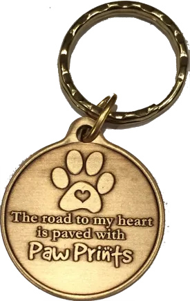 The Road To My Heart Is Paved With Paw Prints Heart Large Paw Print Keychain Dog Cat Gift