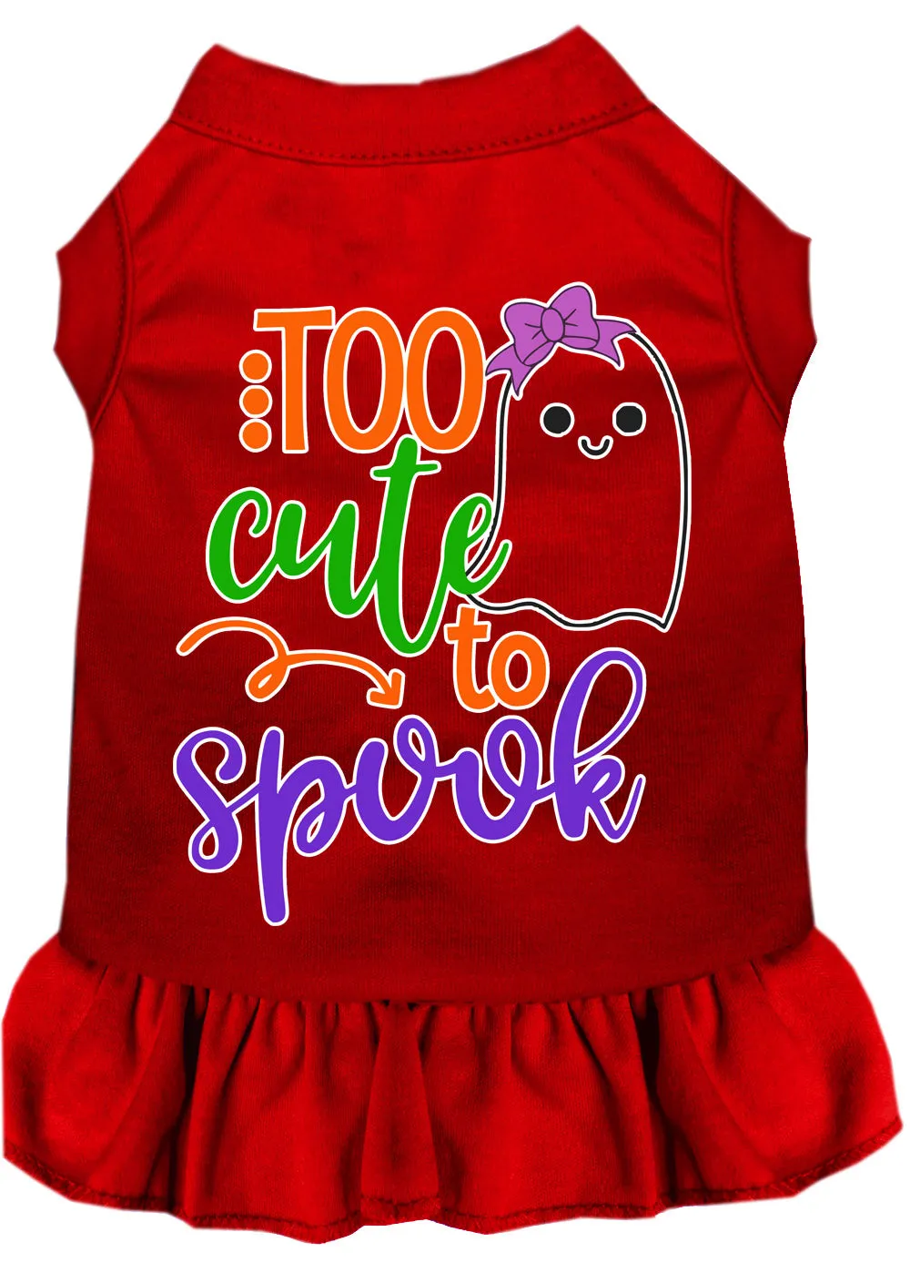 Too Cute To Spook-girly Ghost Screen Print Dog Dress Red Sm