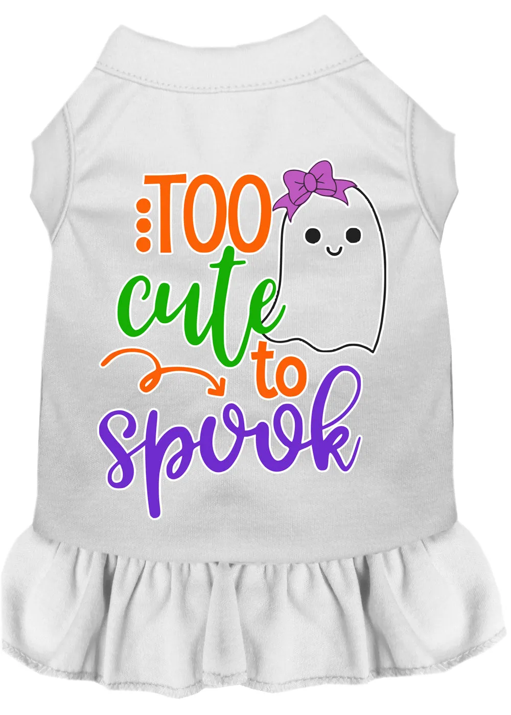Too Cute To Spook-girly Ghost Screen Print Dog Dress White Xxl