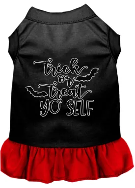 Trick Or Treat Yo' Self Screen Print Dog Dress Black With Red Med