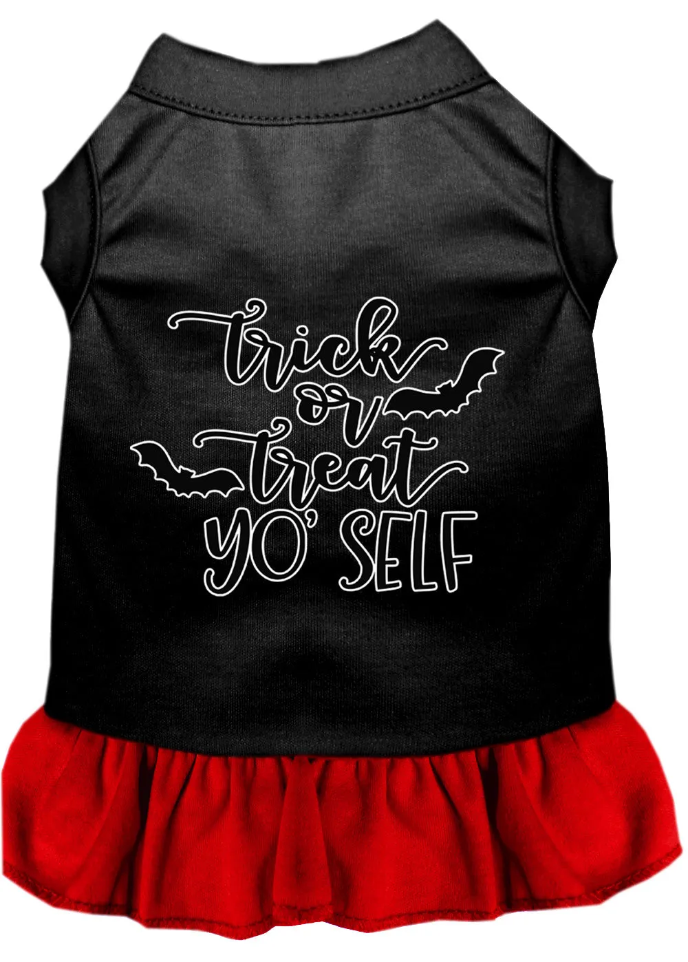 Trick Or Treat Yo' Self Screen Print Dog Dress Black With Red Med