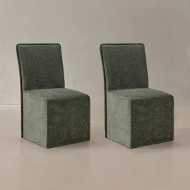 Washable Upholstered Dining Chair | 19” Back Height in Willow (Set of 2)