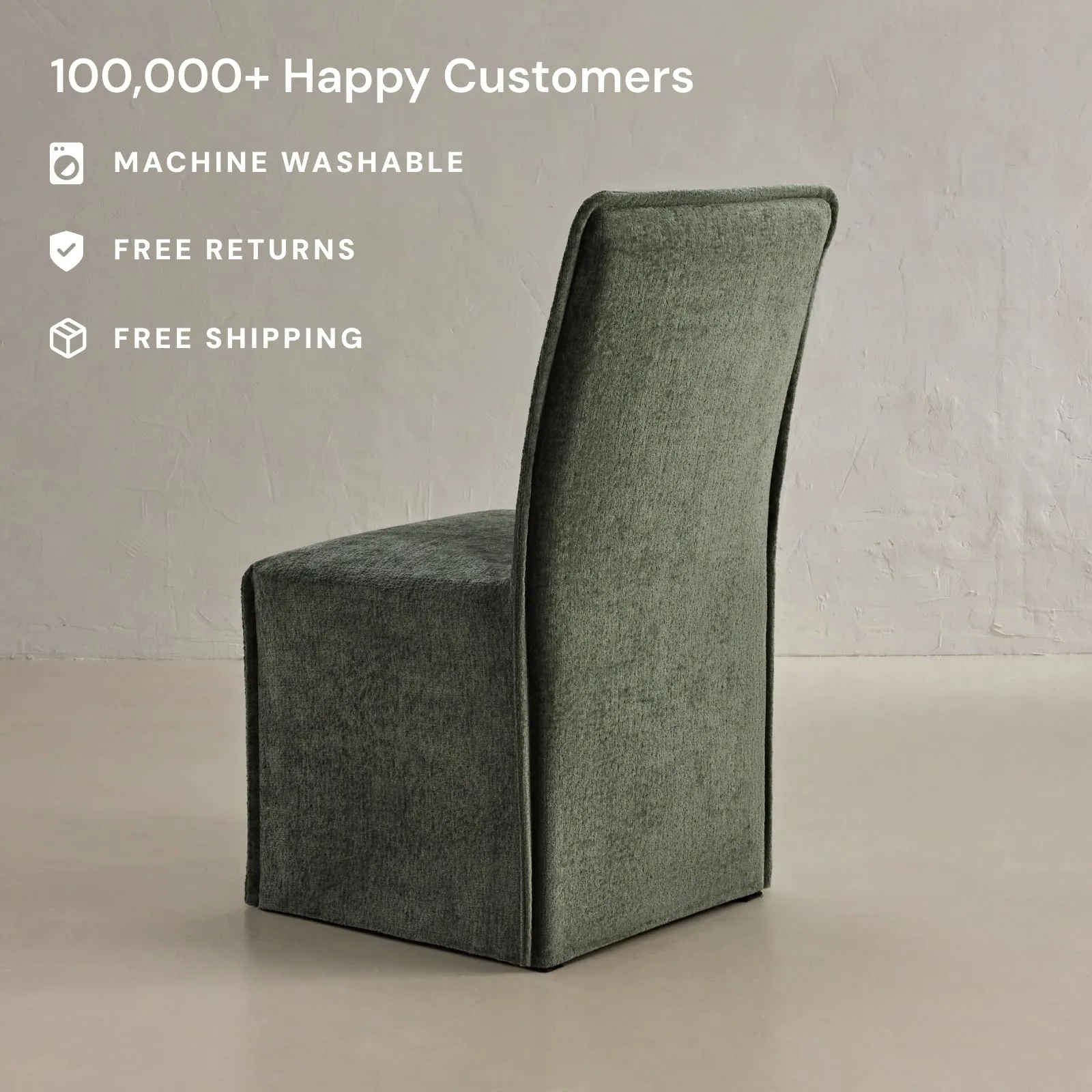 Washable Upholstered Dining Chair | 19” Back Height in Willow (Set of 2)