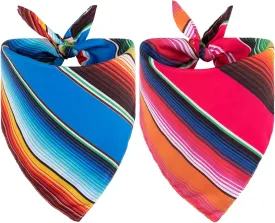 Whaline Mexican Dog Bandana Summer Mexican Blanket Pet Scarf Cinco De Mayo Fiesta Colorful Stripe Dog Bibs Double-Sided Adjustable Pet Neckerchief for Cat Dog Carnival Costume Accessories, 2 Pack