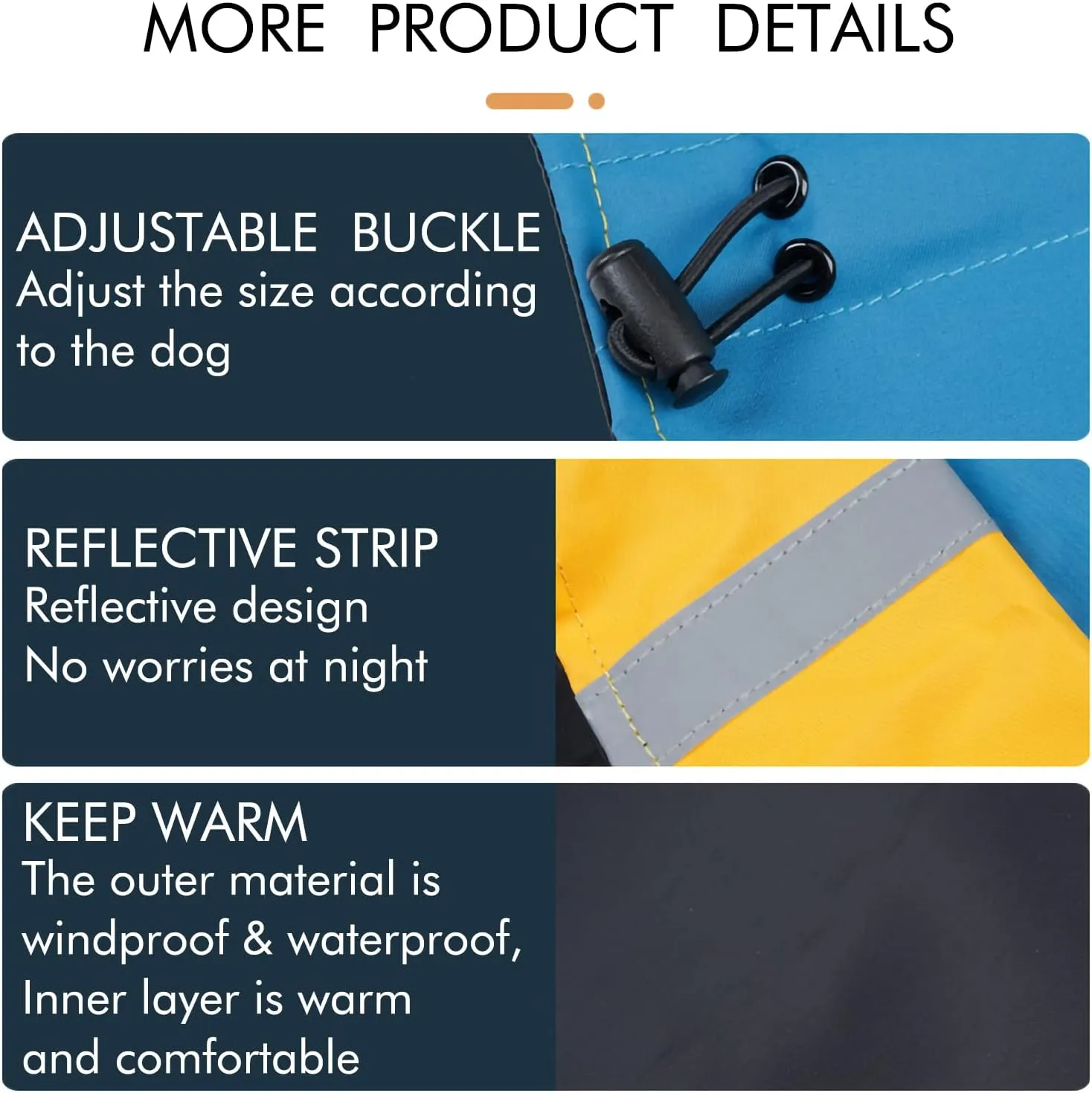 Windproof Dog Winter Jackets - Outdoor Coats for Cold Weather, Waterproof Raincoats with Leash Hole, Black Blue XXS