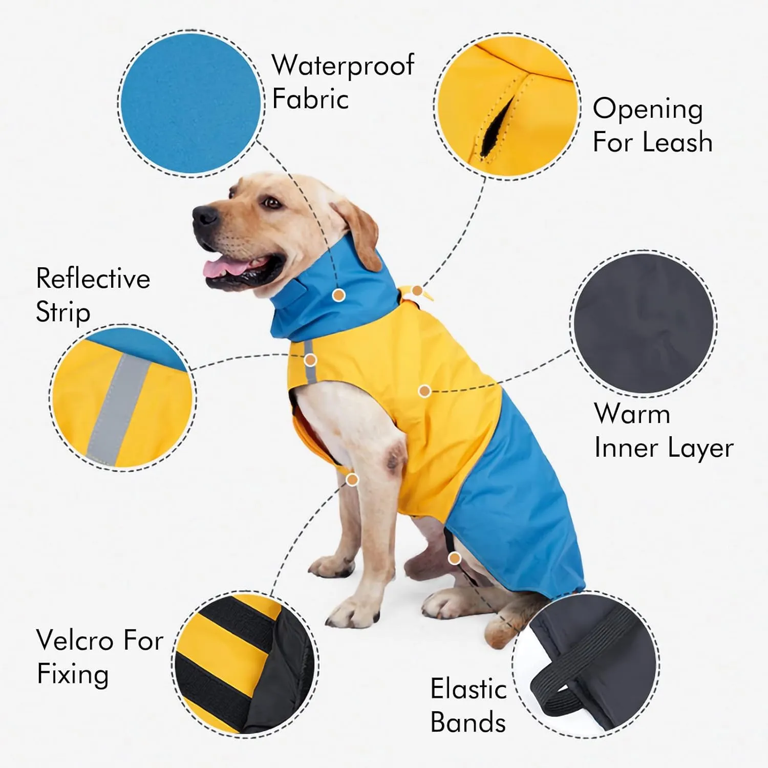 Windproof Dog Winter Jackets - Outdoor Coats for Cold Weather, Waterproof Raincoats with Leash Hole, Black Blue XXS