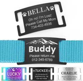 YEHANTI Dog Tags Personalized for Pets, Silent Slide On Pet ID Tags for Large Small Dogs and Cats, Durable Stainless Steel Custom Dog Tags with Icons, Engraved Dog Collar Name Tags (S, Black)