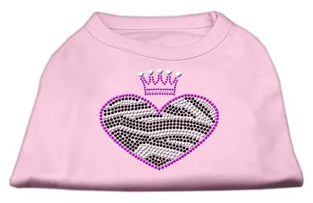Zebra Heart Rhinestone Dog Shirt Light Pink Lg (14)