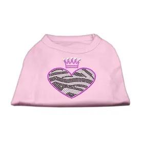 Zebra Heart Rhinestone Dog Shirt Light Pink Lg (14)