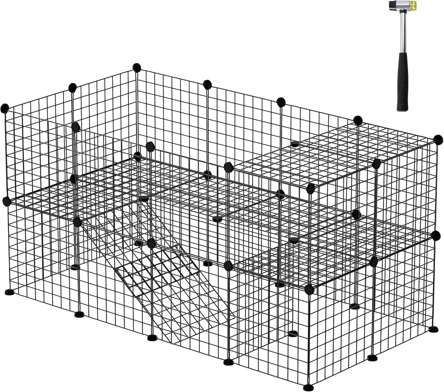 ZENY Pet playpen, Small Animal Cage, DIY 36 Panels Metal Wire Fence with Ramp for Guinea Pigs, Ferret, Rabbits, Pet Rat, Puppies, Indoor Use